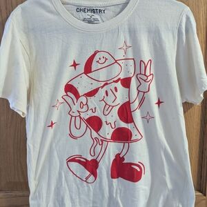 Cream Graphic Pizza Slice Tee with Red Print